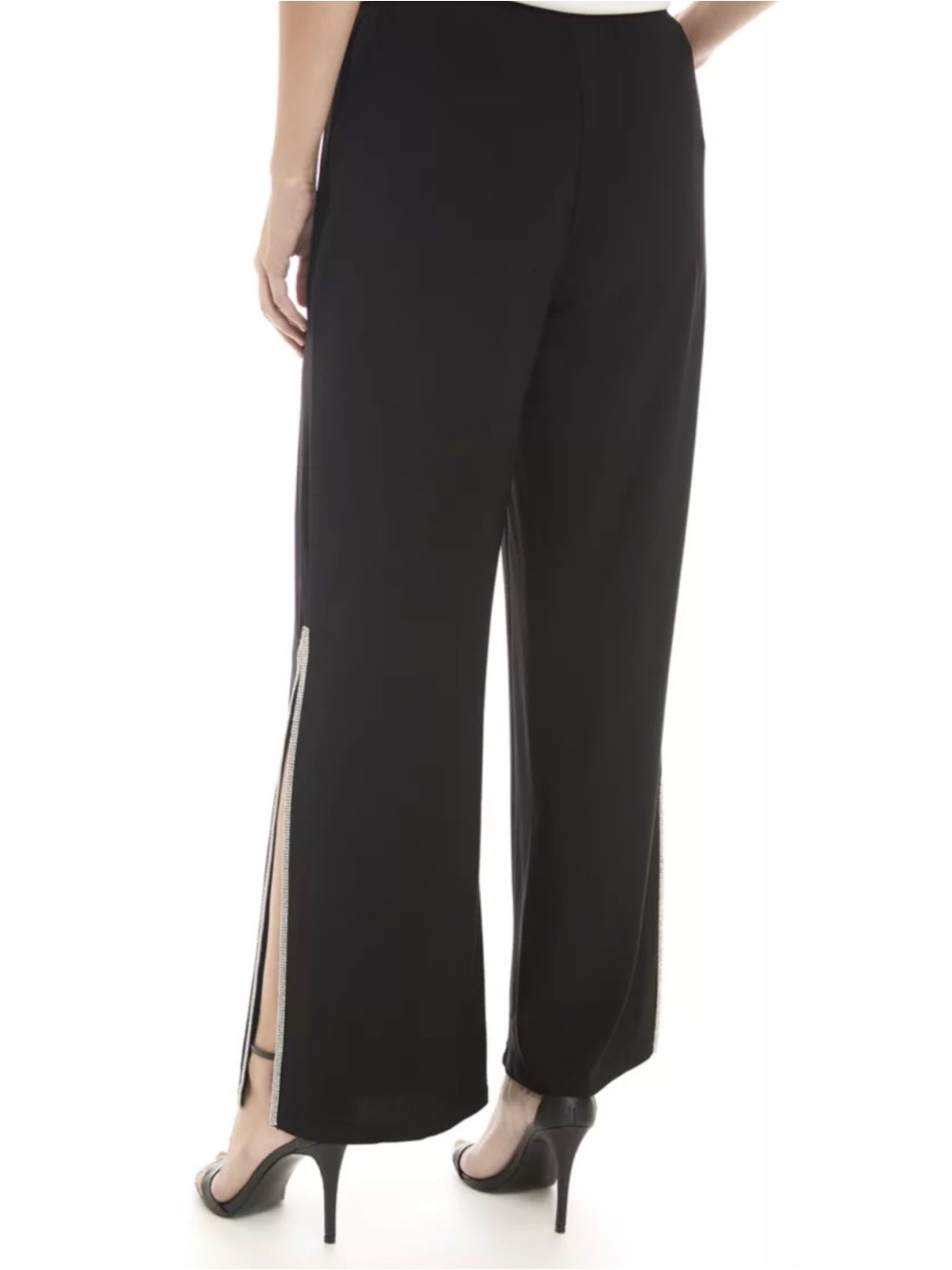 Black Wide-Leg Pants with Side Slit